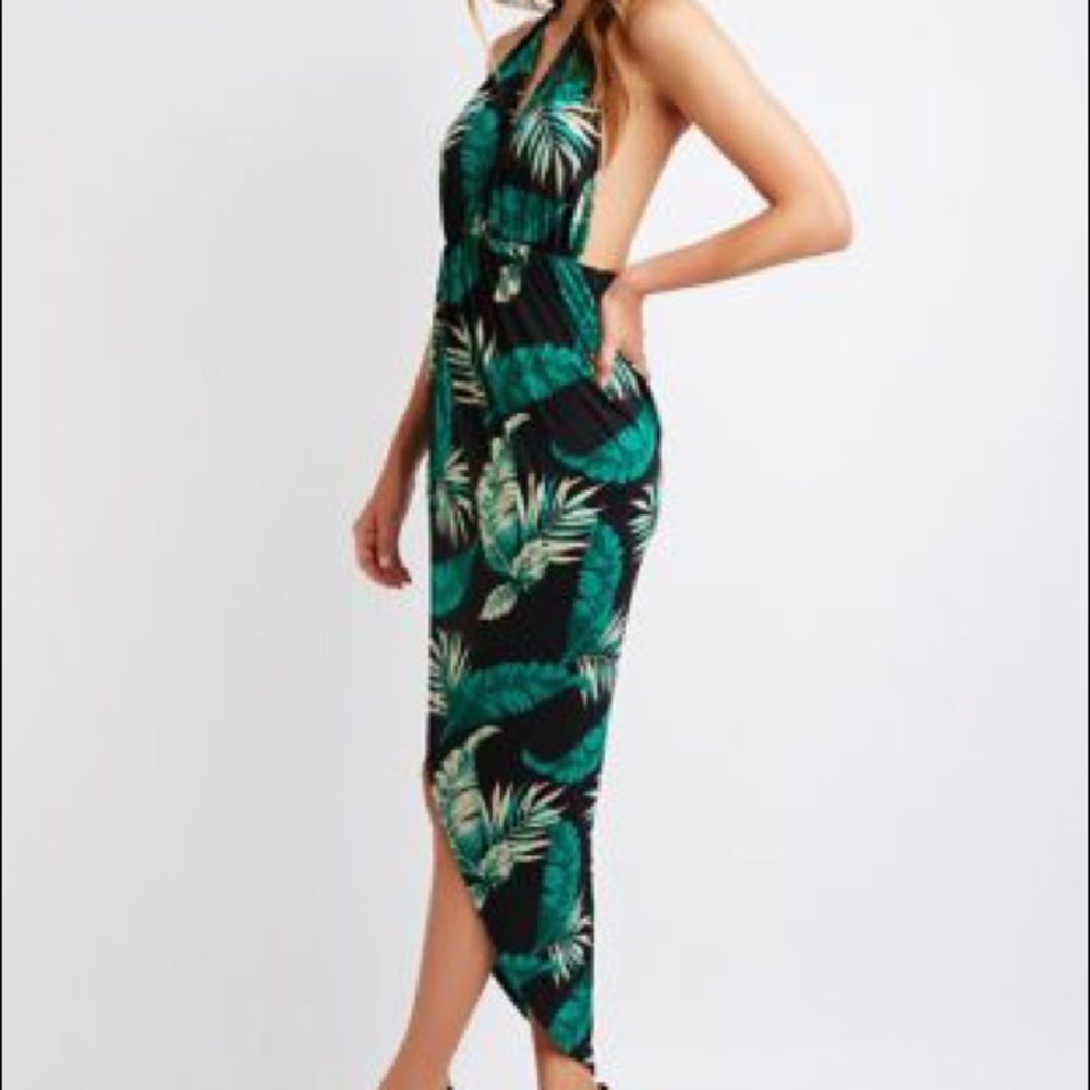 NWOT Charlotte Russe tropical halter wrap dress